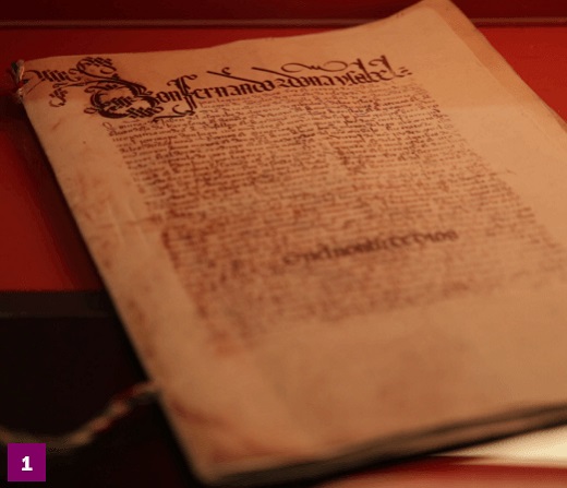 Documento original del Tratado de Tordesillas.
